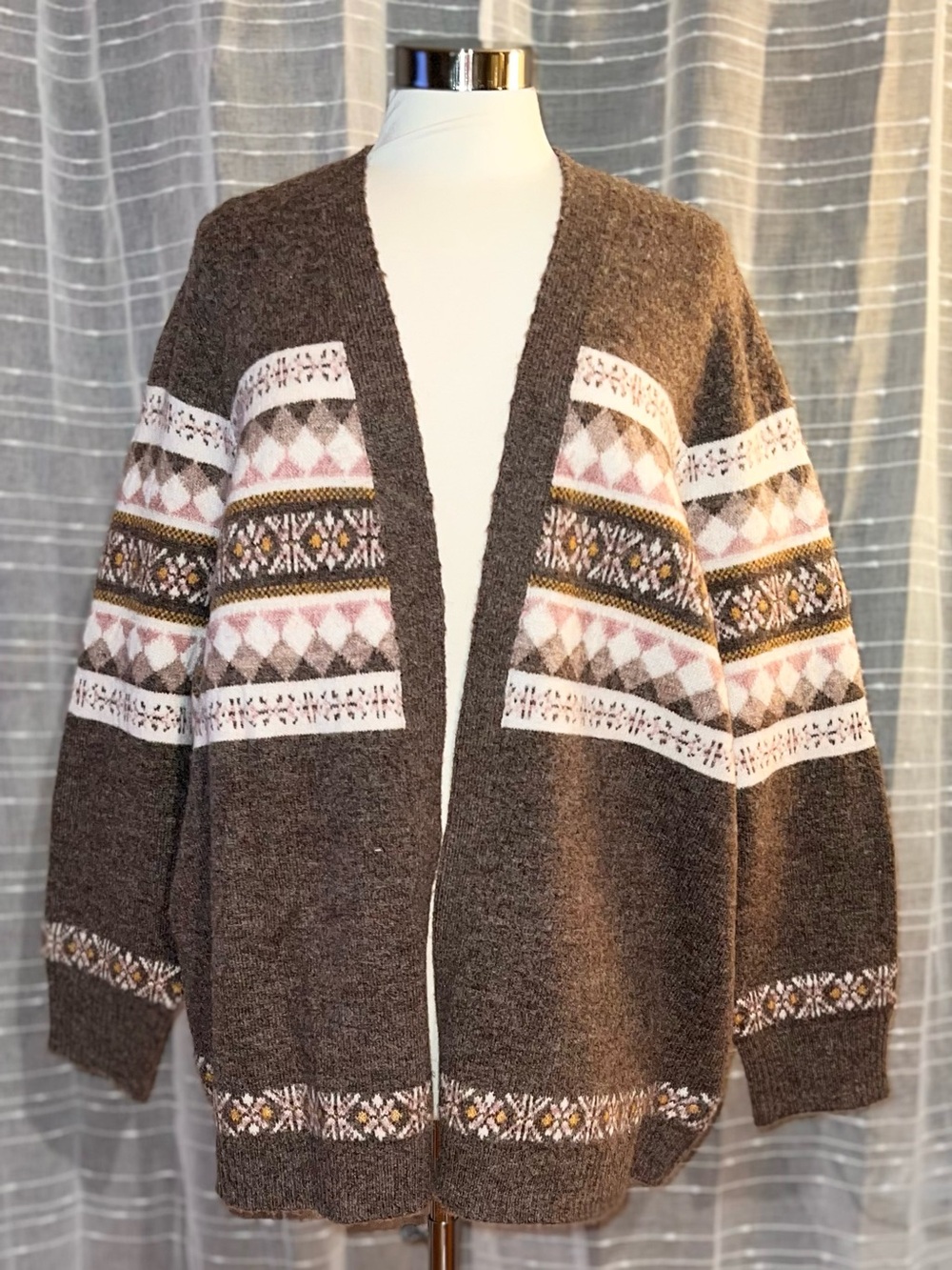 Croft & Barrow NWOT Sz 2X Fair Isle Cardigan No-Button Sweater